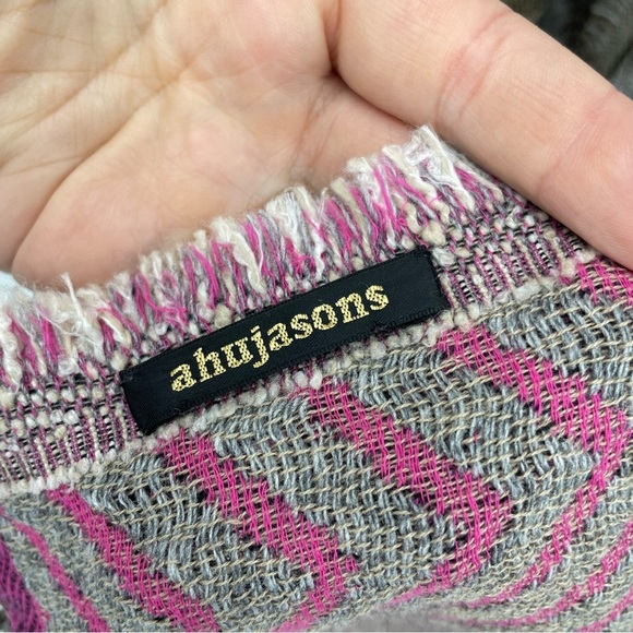 Ahujasons Wool Scarf striped Print beige pink - Picture 3 of 3